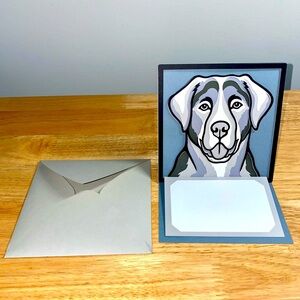 3D Black Labrador Dog Blank Greeting Card with Matching Envelope